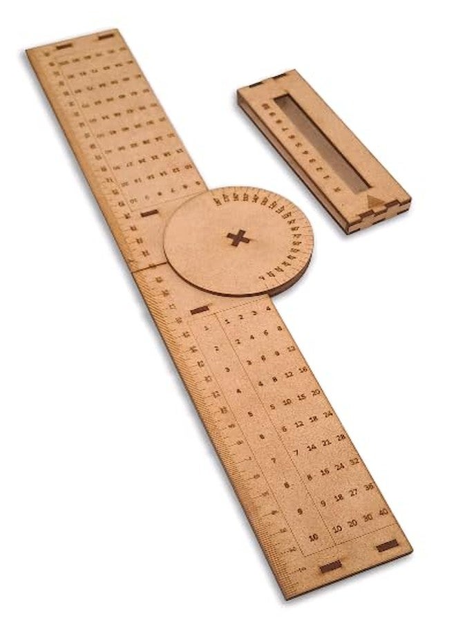 MeeCraft Extendable Ruler with Protractor and Multiplication Tables, Wooden Educational Montessori Toys and Items for Children's Development in Learning Maths. (Brown, Adjustable Length, 1) - Image 2